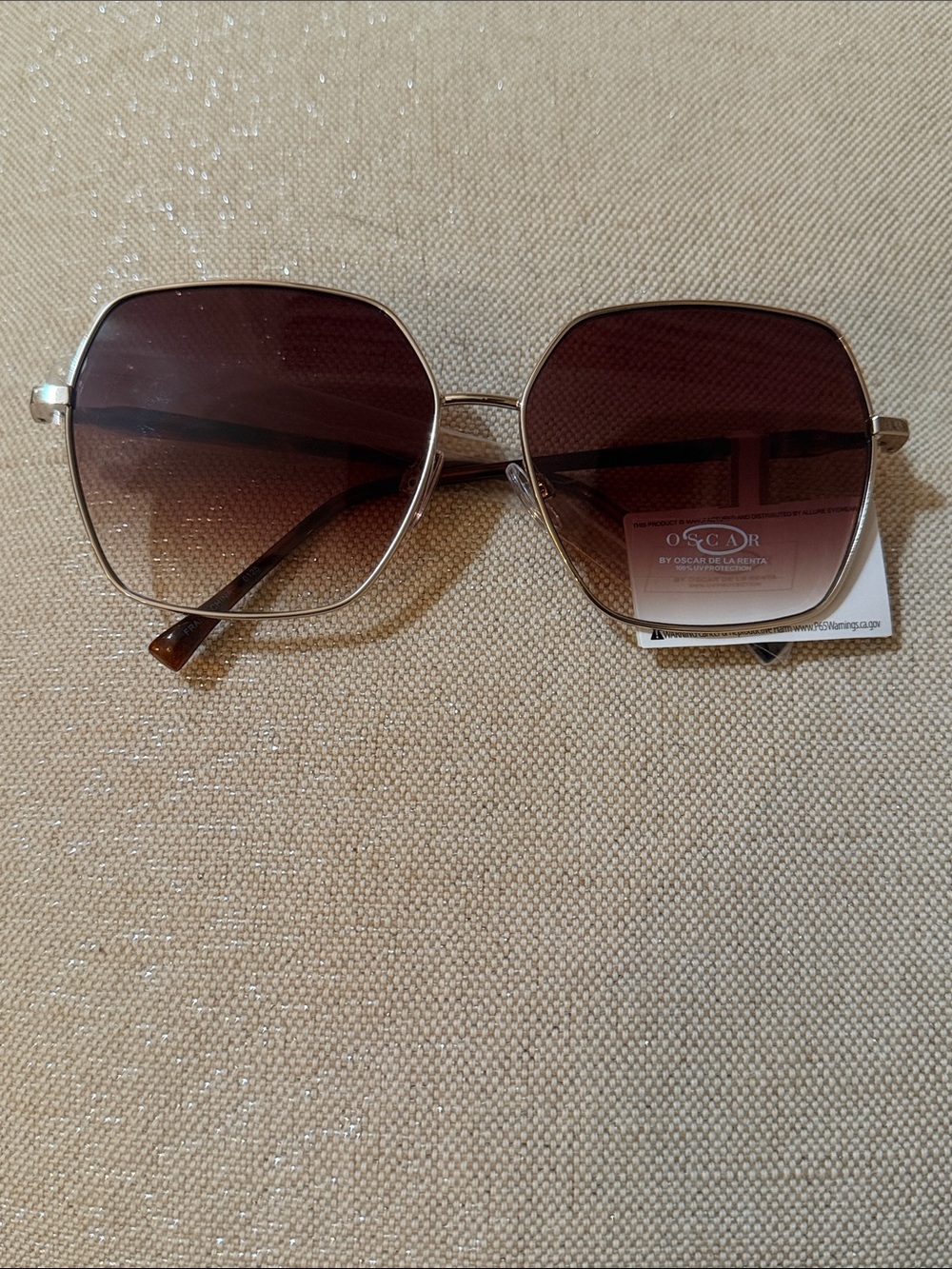 Oscar de la Renta Gold Frame Sunglasses with Brown Gradient Lenses